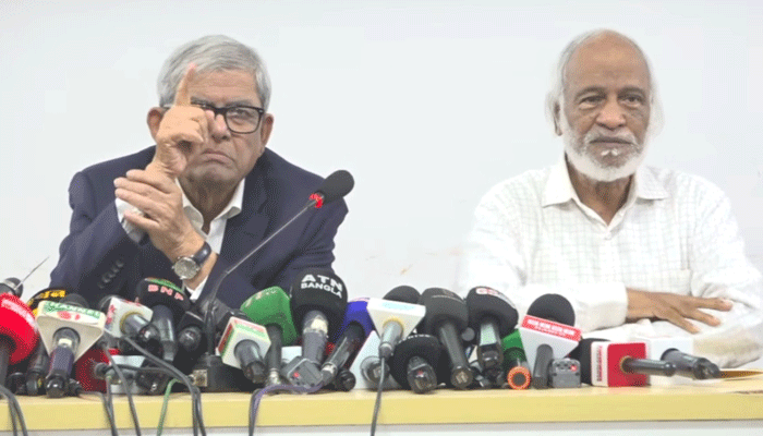 সংবাদ সম্মেলনে মির্জা ফখরুল জাতীয় গুরুত্বপূর্ণ নীতিমালা একতরফাভাবে প্রণয়ন করা সমীচীন হবে না