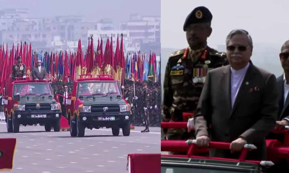 মহান স্বাধীনতা দিবসে ঐতিহ্যবাহী কুচকাওয়াজ অনুষ্ঠিত